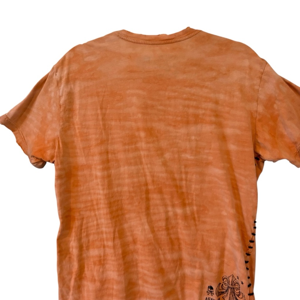 Affliction Value T-Shirt Bright Orange Camo Wash Flocked Graphic, Sz L - Picture 6 of 15